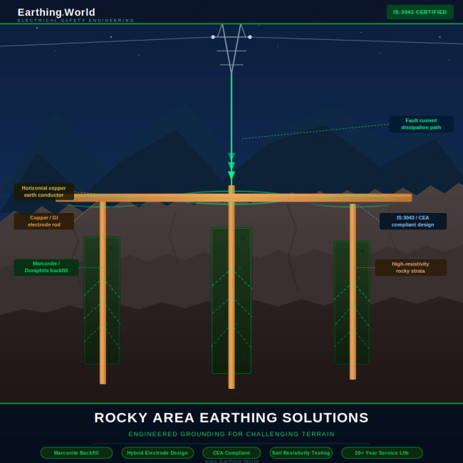 Rocky Area Earthing Solutions in India - EarthingWorld